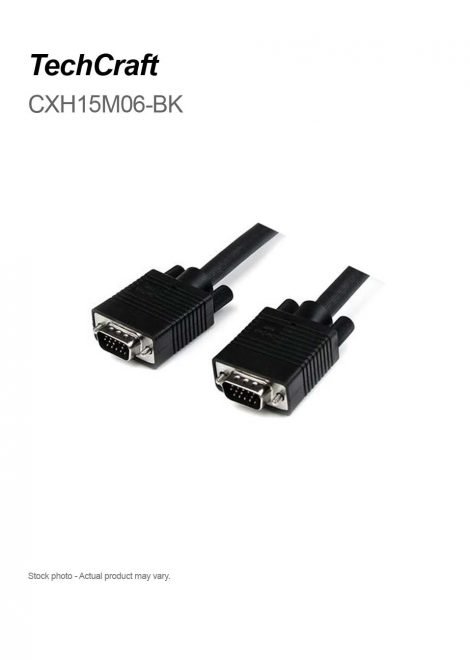 TechCraft 6 ft. VGA Monitor Cable HD15 M/M