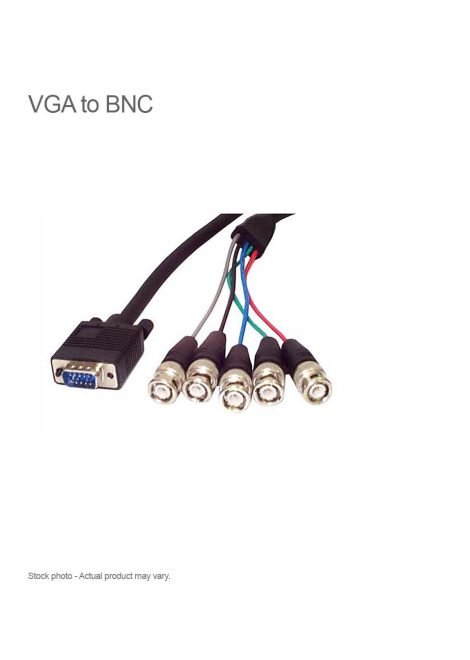 HD15 VGA to 5 BNC Monitor Cable 6 ft Coax M/M