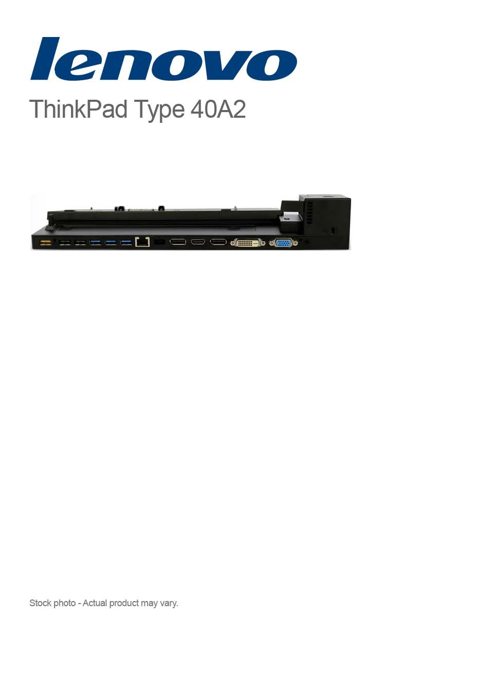 Lenovo ThinkPad Ultra Docking Station Type 40A2 USB 3.0 P/N: 04W3956/SD20A06046 - Image 2