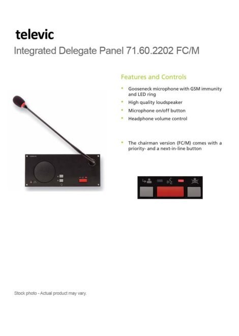 Televic Conference Integrated Delegate Panel 71.60.2202 FC/M