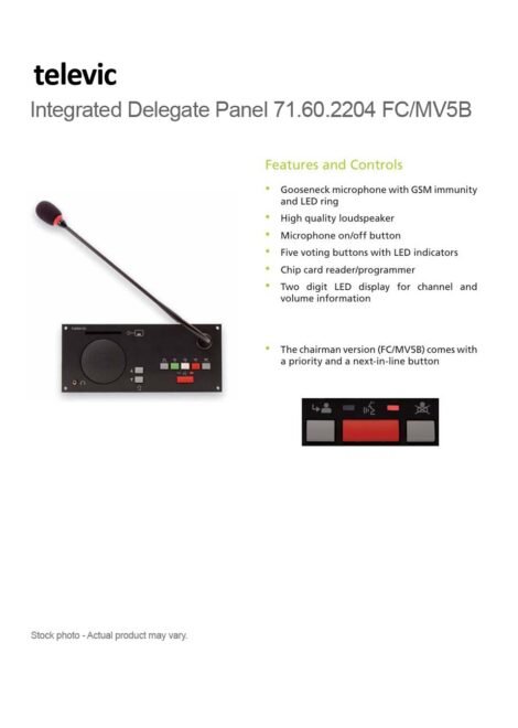 Televic Conference Integrated Delegate Panel 71.60.2204 FC/MV5B
